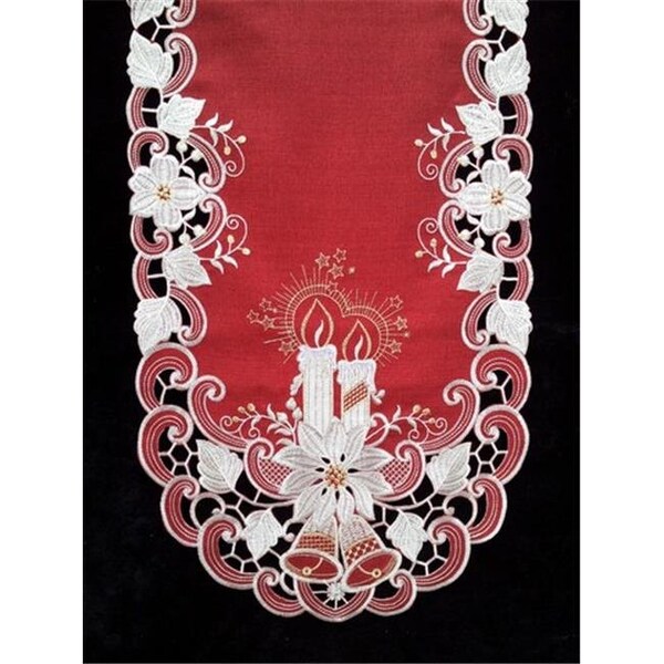 Sinobrite Sinobrite H8963-R1 Poinsettia & Candles Runner; 12 x 65 in. H8963/R1(12x65) - main